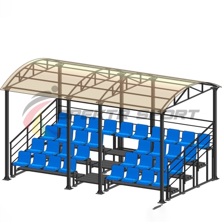 Купить Трибуна для зрителей 4 ряда на 34 места с навесом и перилами в Мценске 